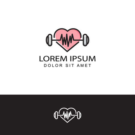 fitness heart logo template design vectorのイラスト素材