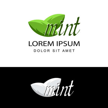 mint leaf logo template design vectorのイラスト素材