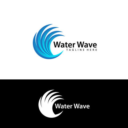 wave water logo template design vectorのイラスト素材