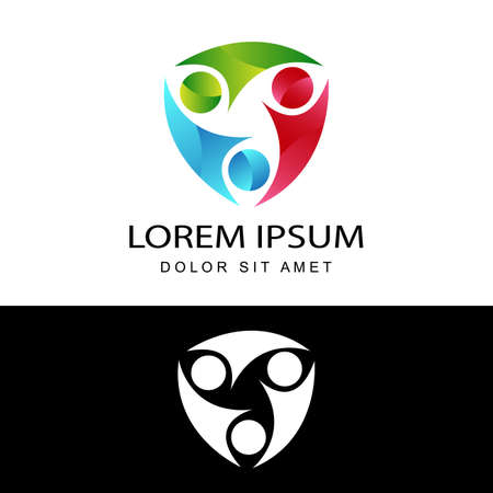 Human social, unity, together, connection, relation, community logo template design vectorのイラスト素材