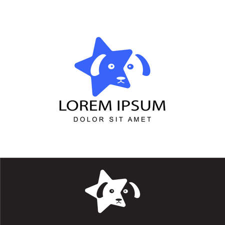 dog logo template design vector with starのイラスト素材