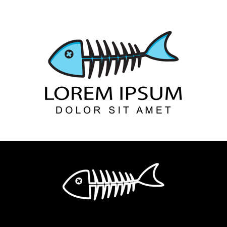 fish bone skeleton logo template design vectorのイラスト素材