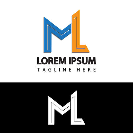 ML initial letter linked design logo vector in isolated white backgroundのイラスト素材