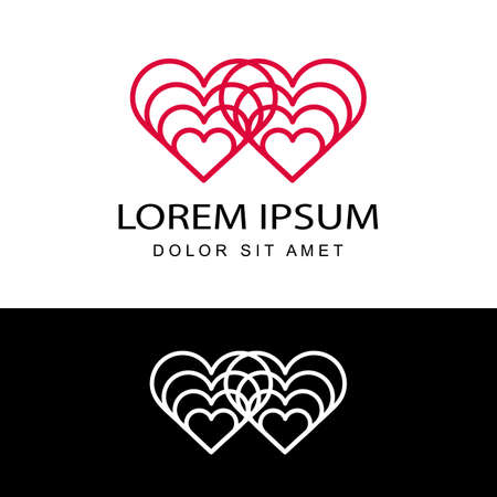 twin heart logo template design vectorのイラスト素材
