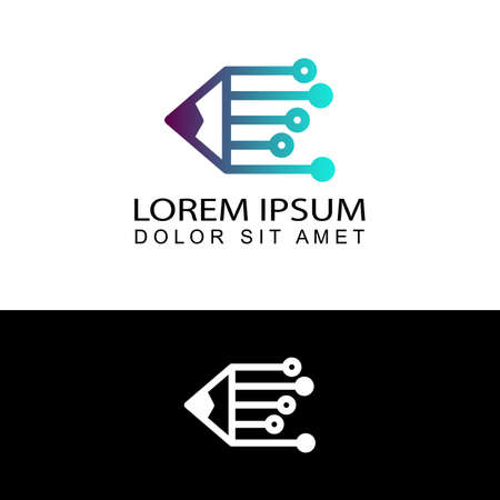 technology pen logo template design vectorのイラスト素材
