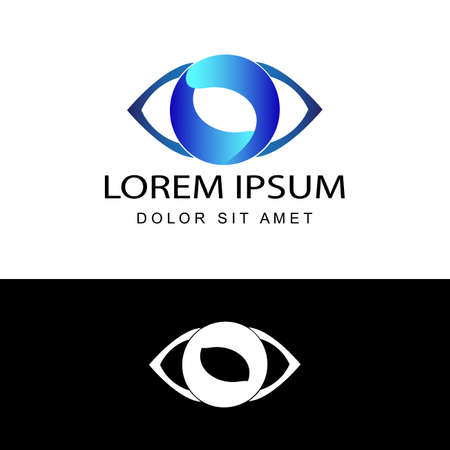 blue eye logo template design vector in isolated white backgroundのイラスト素材