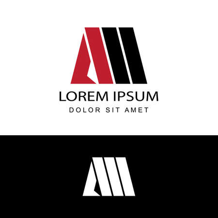 AM initial letter linked logo, mountain logo template design vectorのイラスト素材
