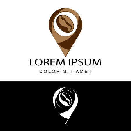 coffee seed point logo template design vector with isolated white backgroundのイラスト素材