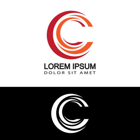 letter c creative red logo template design vectorのイラスト素材