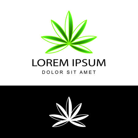 cannabis logo template design vector with isolated backgroundのイラスト素材