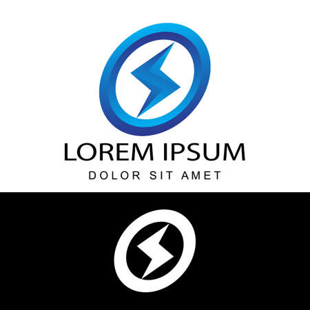 renewable energy electricity logo template design vector in isolated white backgroundのイラスト素材