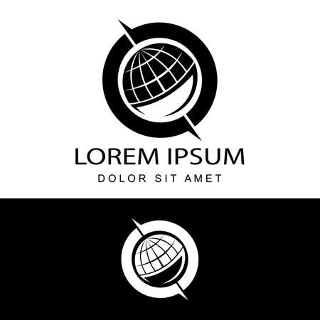 global, globe, world logo template design vector in isolated white backgroundのイラスト素材