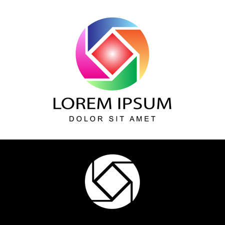 creative round abstract rainbow colors logo template design vector with isolated backgroundのイラスト素材