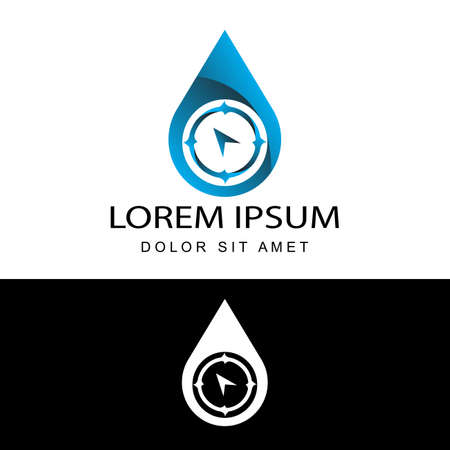 water drop compass navigator logo template design vector with isolated white backgroundのイラスト素材