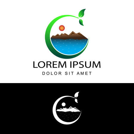 ecological nature logo template design vector in isolated white backgroundのイラスト素材