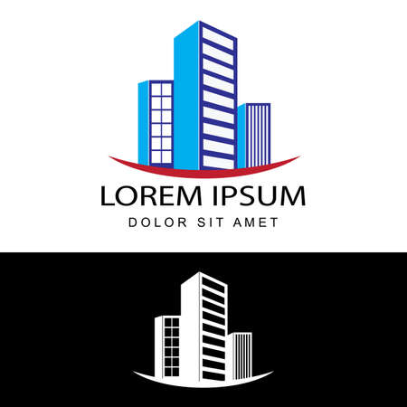 realty estate, apartment, residential property, hotel, real estate logo template design vector with isolated white backgroundのイラスト素材