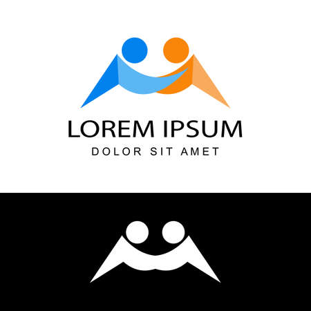 Human social, unity, together, connection, relation, community logo template design vector with isolated backgroundのイラスト素材