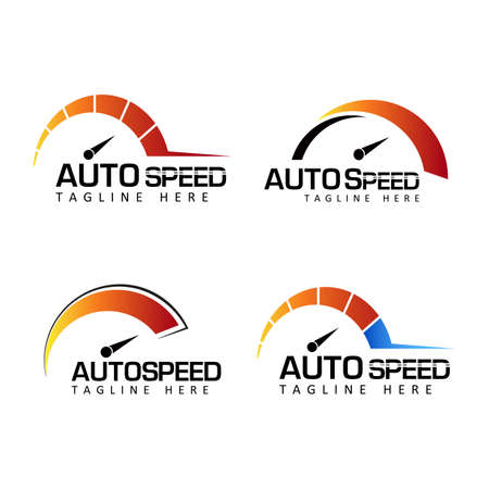 speedometer logo set template design vectorのイラスト素材