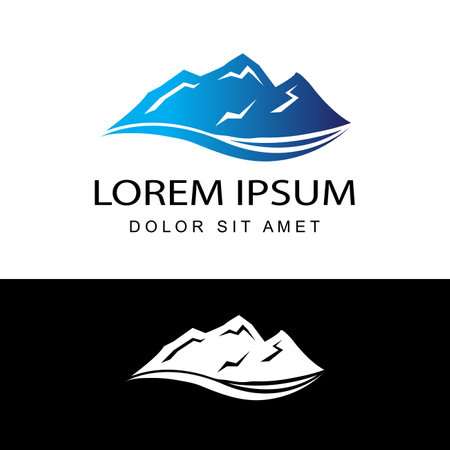 mountain logo template design vector in isolated white backgroundのイラスト素材