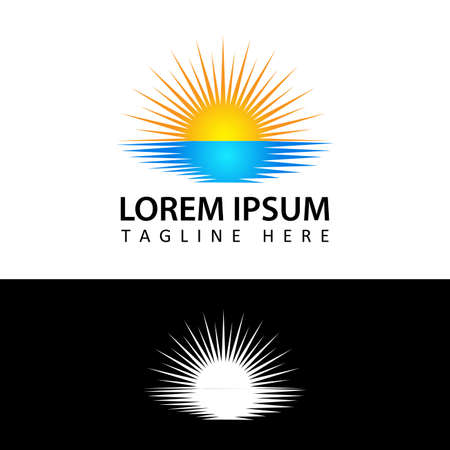 sun, sunrise, sunset logo template design vectorのイラスト素材