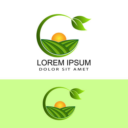 agriculture nature farm logo template designのイラスト素材