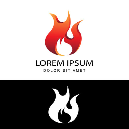 fire flame logo template design vector in isolated white backgroundのイラスト素材