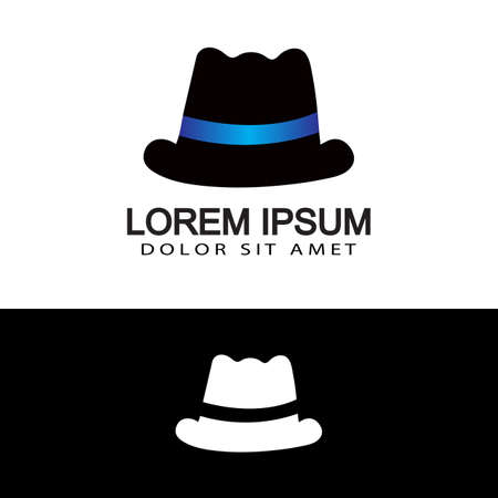 bowler hat logo template design vector with isolated white backgroundのイラスト素材