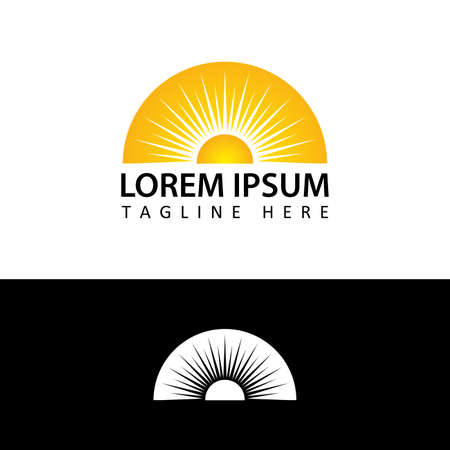 sun, sunrise, sunset logo template design vectorのイラスト素材