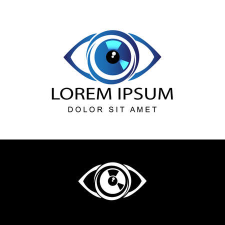 blue eye logo template design vector in isolated white backgroundのイラスト素材