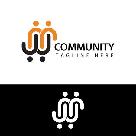 Human social, unity, together, connection, relation, community logo, initial letter mw logo template design vectorのイラスト素材