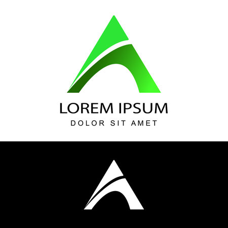 initial letter A triangle green modern logo, mountain logo template design vector with isolated backgroundのイラスト素材