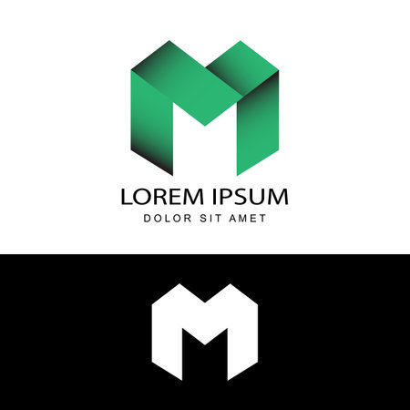 initial letter m logo template design vector in isolated white backgroundのイラスト素材