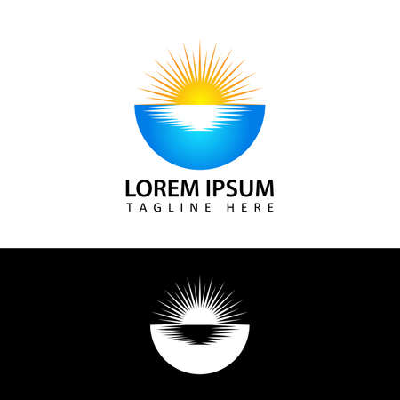 sun, sunrise, sunset logo template design vectorのイラスト素材