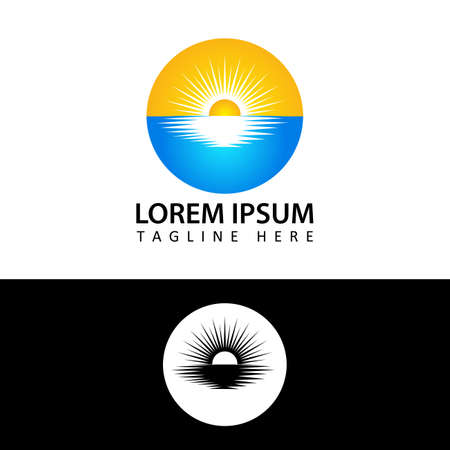 sun, sunrise, sunset logo template design vectorのイラスト素材