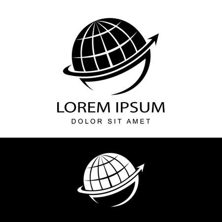 global arrow logo template design vector in isolated white backgroundのイラスト素材
