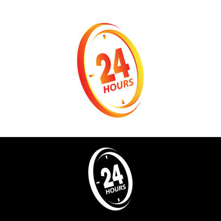 modern 24 hours service sign logo illustration template design vector in isolated white backgroundのイラスト素材