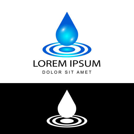 3d water drop logo template design vector in isolated white backgroundのイラスト素材