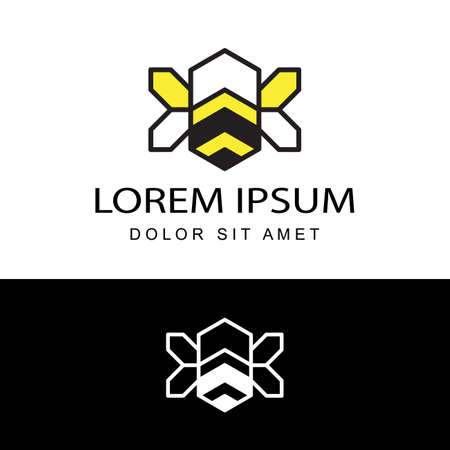 polygon mascot bee logo template design vector in isolated backgroundのイラスト素材