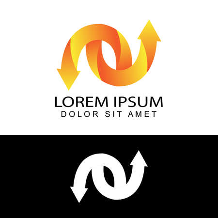 modern rounded arrow finance logo template design vector in isolated backgroundのイラスト素材
