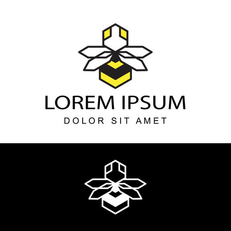 polygon mascot bee logo template design vector in isolated backgroundのイラスト素材