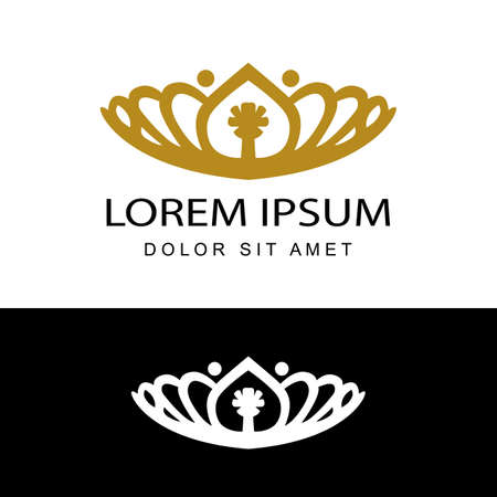 vintage elegant gold tiara logo illustration template design vector in isolated white backgroundのイラスト素材