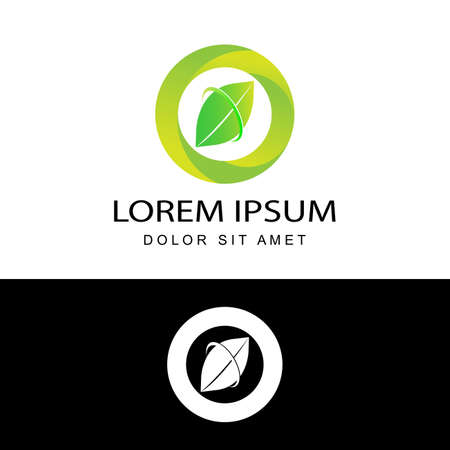 renewable modern nature leaf logo template design in isolated white backgroundのイラスト素材