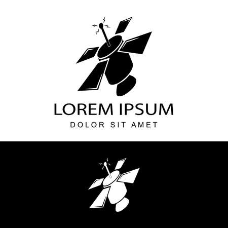 Satellite and world logo template design vector communication system logotype in isolated backgroundのイラスト素材