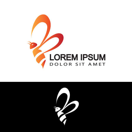 modern bee logo template design vector in isolated backgroundのイラスト素材