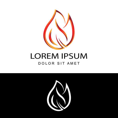 fire flame logo template design vector in isolated white backgroundのイラスト素材