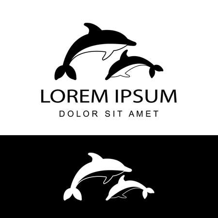 dolphin logo template design vector in isolated backgroundのイラスト素材