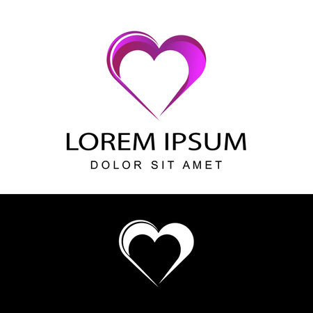 modern heart logo template design vector in isolated white backgroundのイラスト素材