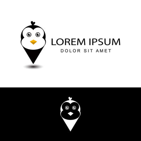penguin point logo template design vector with isolated white backgroundのイラスト素材