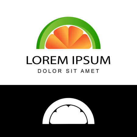 3d orange fresh logo template design vector in isolated white backgroundのイラスト素材