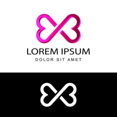 3d modern infinity love logo template design vector in isolated white backgroundのイラスト素材
